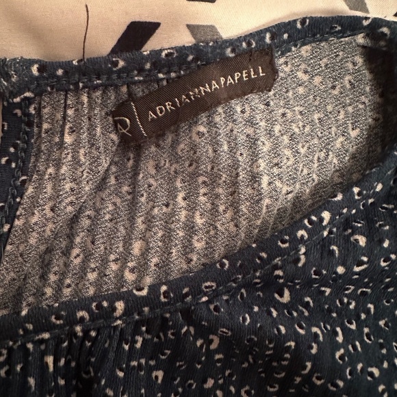 *ADRIANNA PAPELL* Blue Print Long Sleeve Shirt Size Large - Picture 6 of 7